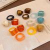 Women's Maillard Resin Geometric Ring: Retro Elegance, Unique Design, Handcrafted High-End Jewelry