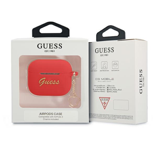 Guess Gua3Lschsr Airpods 3 Cover Czerwony/Red Silicone Charm Heart Collection