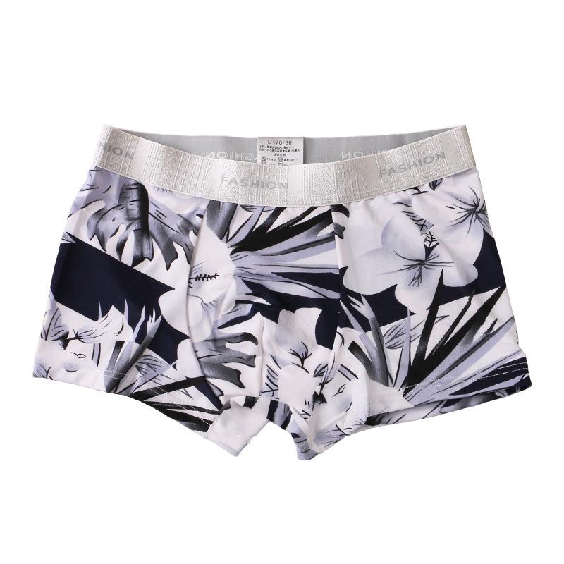 Summer Men's Ice Silk Underwear Ultra-thin Mid Waist Sexy Breathable Flat Angle Pants for Teenagers