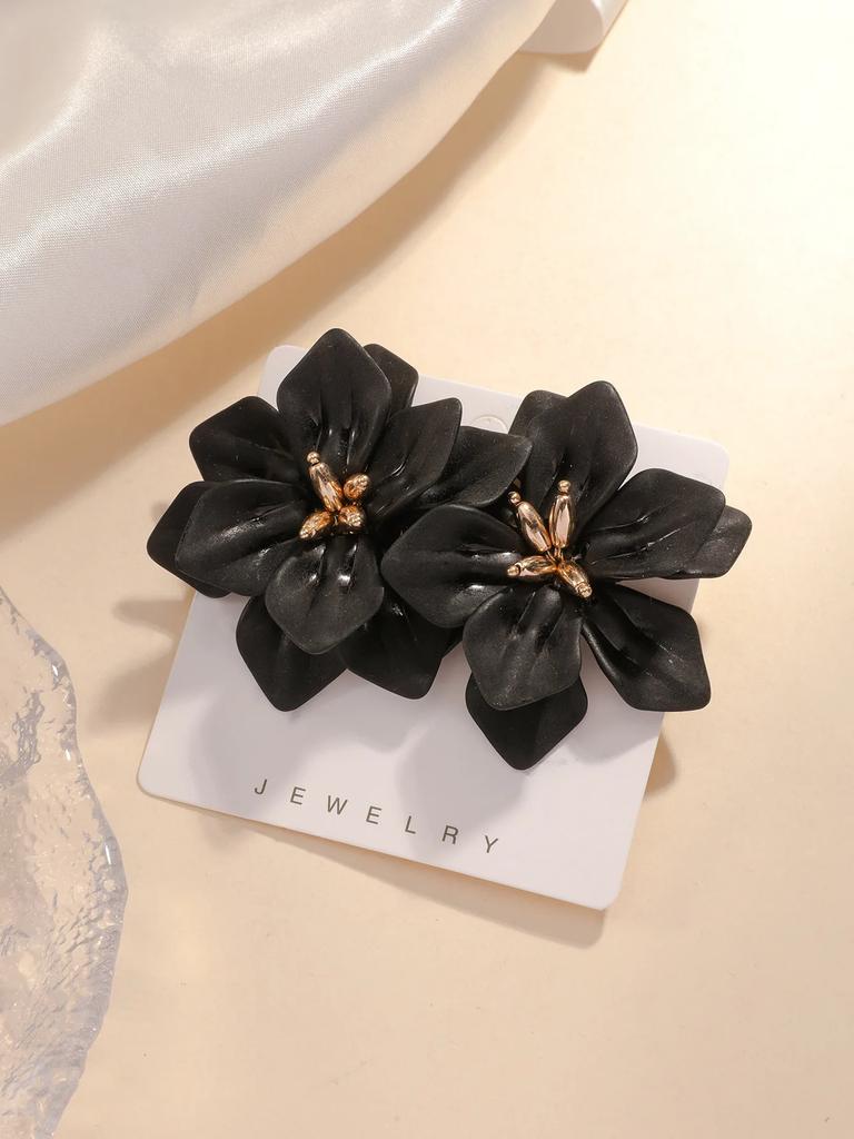 Delysia King Women Romantic Temperament Acrylic Petal Earrings Girl 2025 Cute Lifelike Flower High Grade Ear Stud