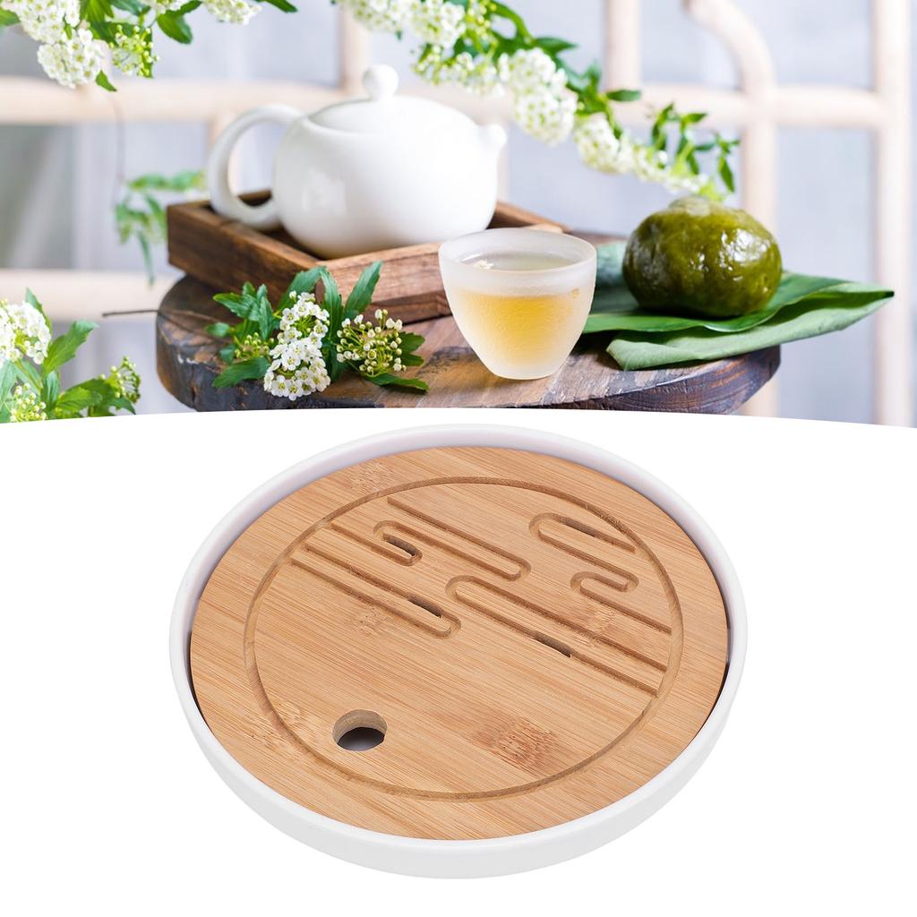 Bandeja de Té Redonda Simple Compacta China Kung Fu Madera Almacenamiento de Agua Drenaje Bandeja de Té para Oficina Trav