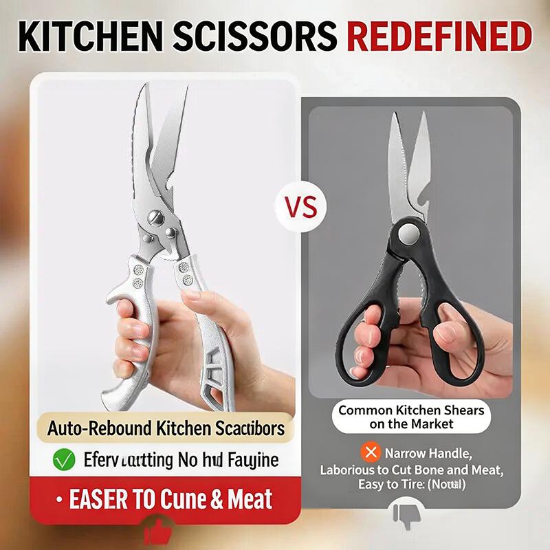 Powerful Kitchen Shears Household Bone Cutters Stainless Steel Multi-Functional Large Shears one size