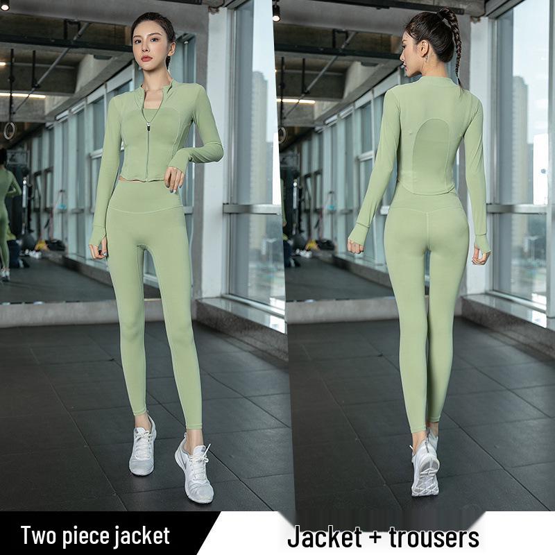 Women s Summer Yoga Set: Waist-Cinched Jacket & High-Waisted Trousers