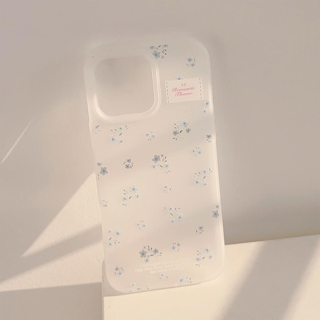 Blue Small Flowers Suitable for Apple 16 Mobile Phone Case 15promax Gentle Iphone17 Korean 13 Transparent Feeling 11