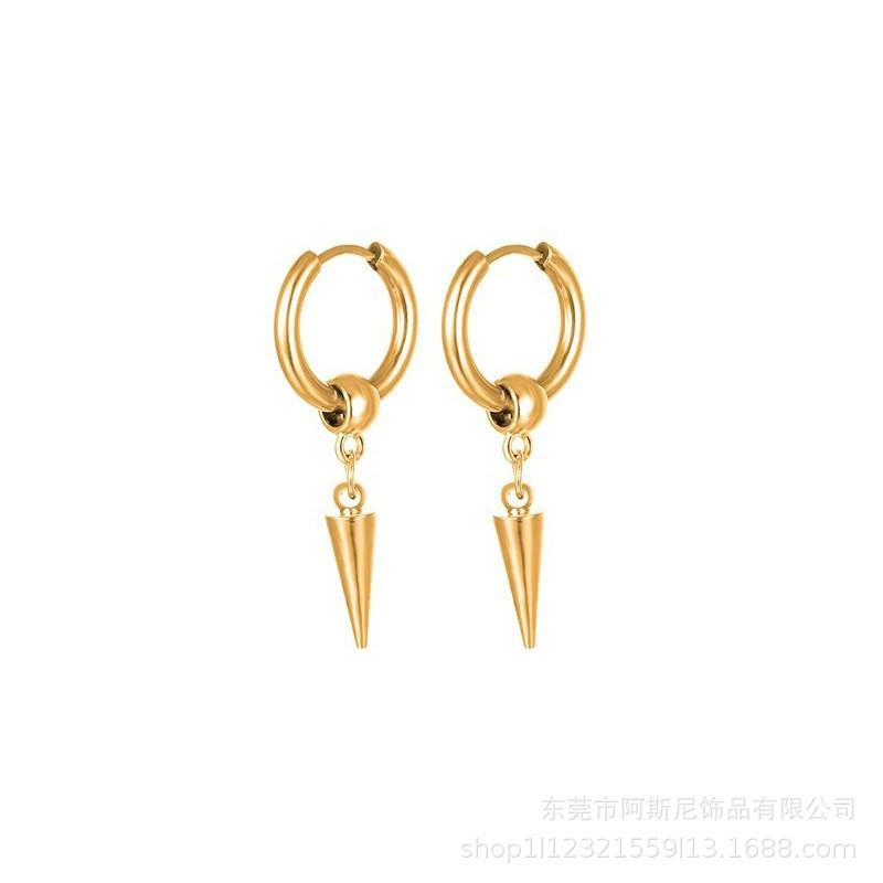 Stainless Steel Cone Pendant Hip-Hop Earrings