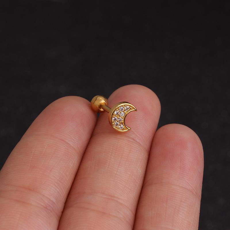 Fashion Unique Wedding Party Alloy 1PC Helix Piercing Tragus Women Girls Stud Earring Stud Conch Earring Crystal Exquesite Golden Silver Cross Crown