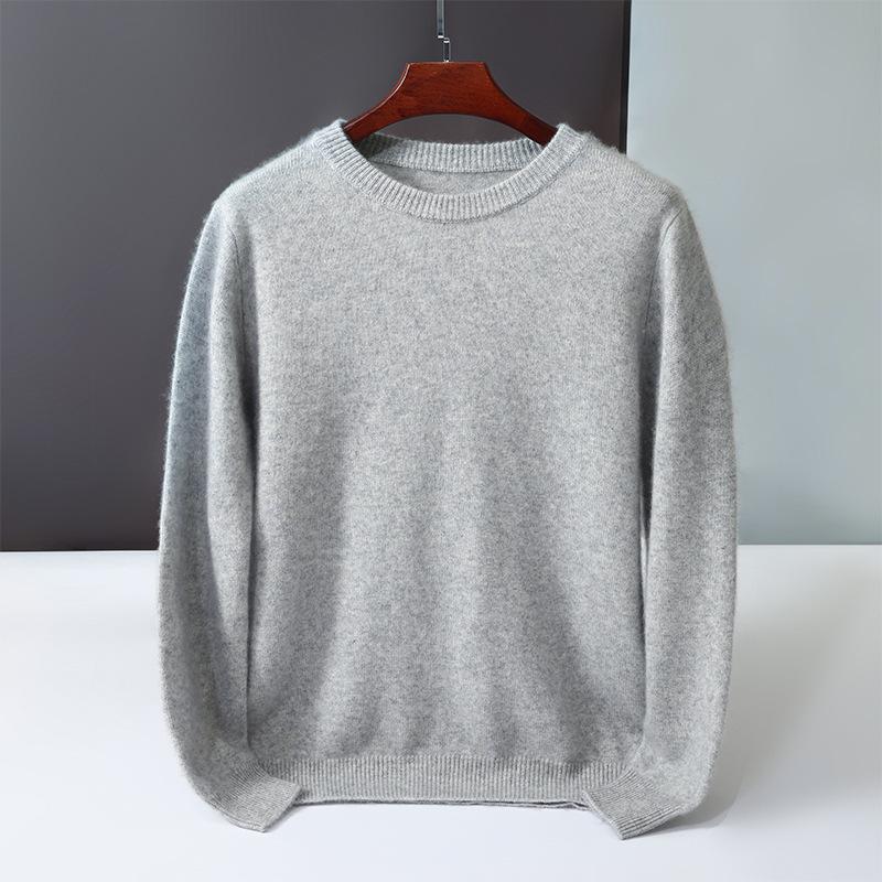 New round neck 100 pure cashmere sweater solid color loose thickened pullover knitted primed warm sweater