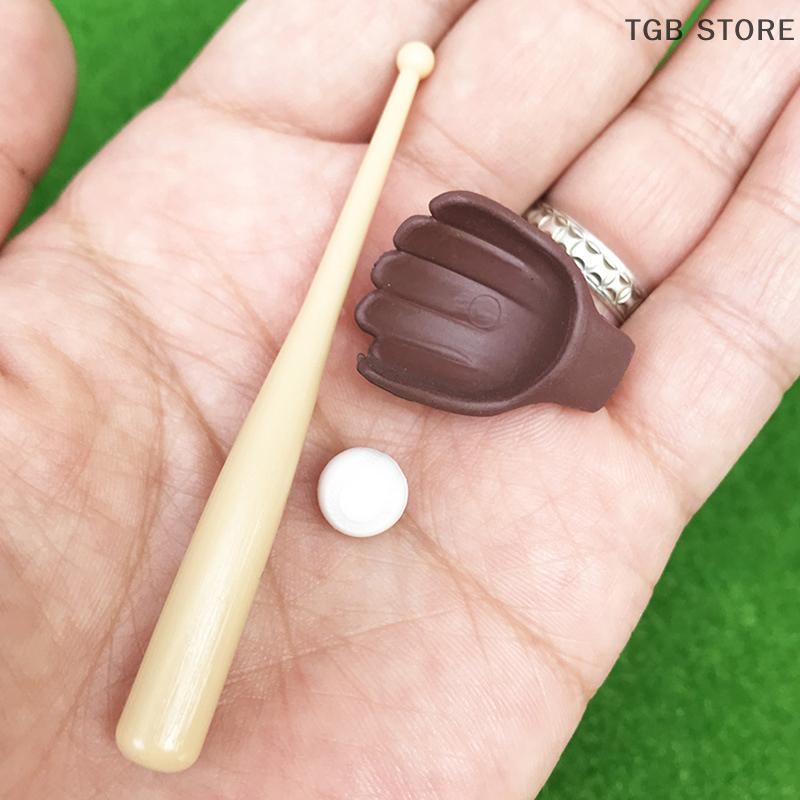 1Set Baseball Bat Glove Model Mini Baseball Bat Model Toy Dollhouse Mini Outdoor Scene Accessory