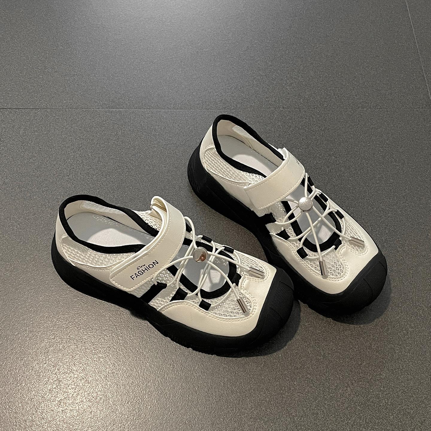 

White high-end bag head thick-soled sports sandals women s 2025 new summer wear heightening soft-soled cool single shoes 40