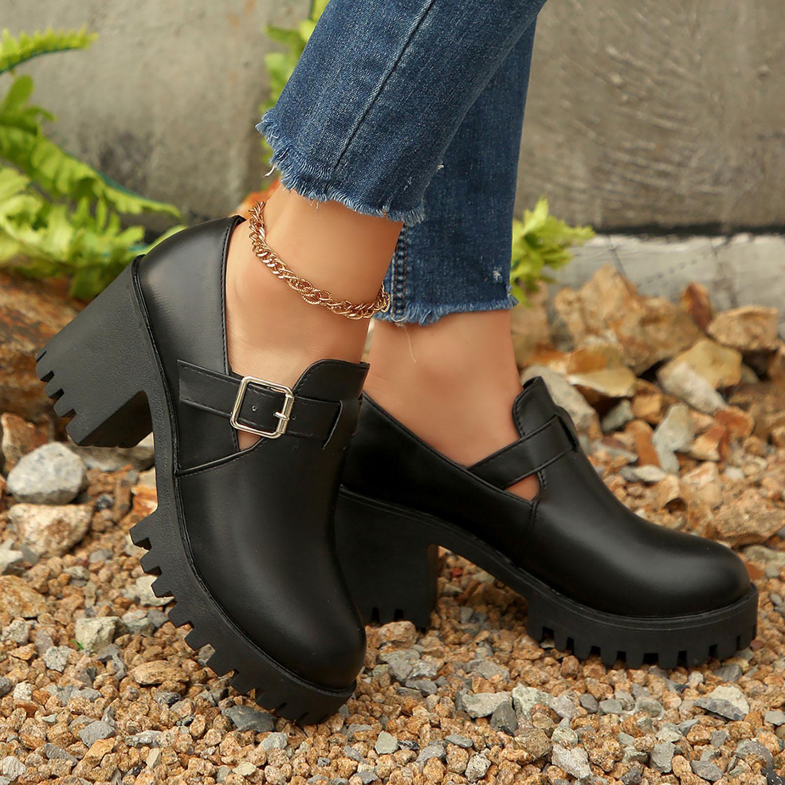 

Women s Low Heel Thick Block High Heels Comfortable Slip Loafers Business Work Ankle Boots Boots for Women with Heel Sexy 36 чорний