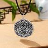 Sterling Silver Retro Slavic Lotus Pendant Viking Necklace for Men