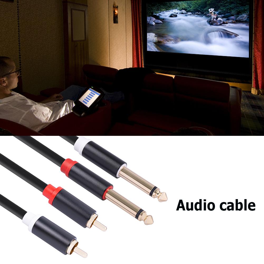 Audio Cable Shielded Gold-Plated HiFi Sound Dual RCA Male To Dual 6.35mm Male Stereo AUX Cord for Speaker Mixer Amplifier