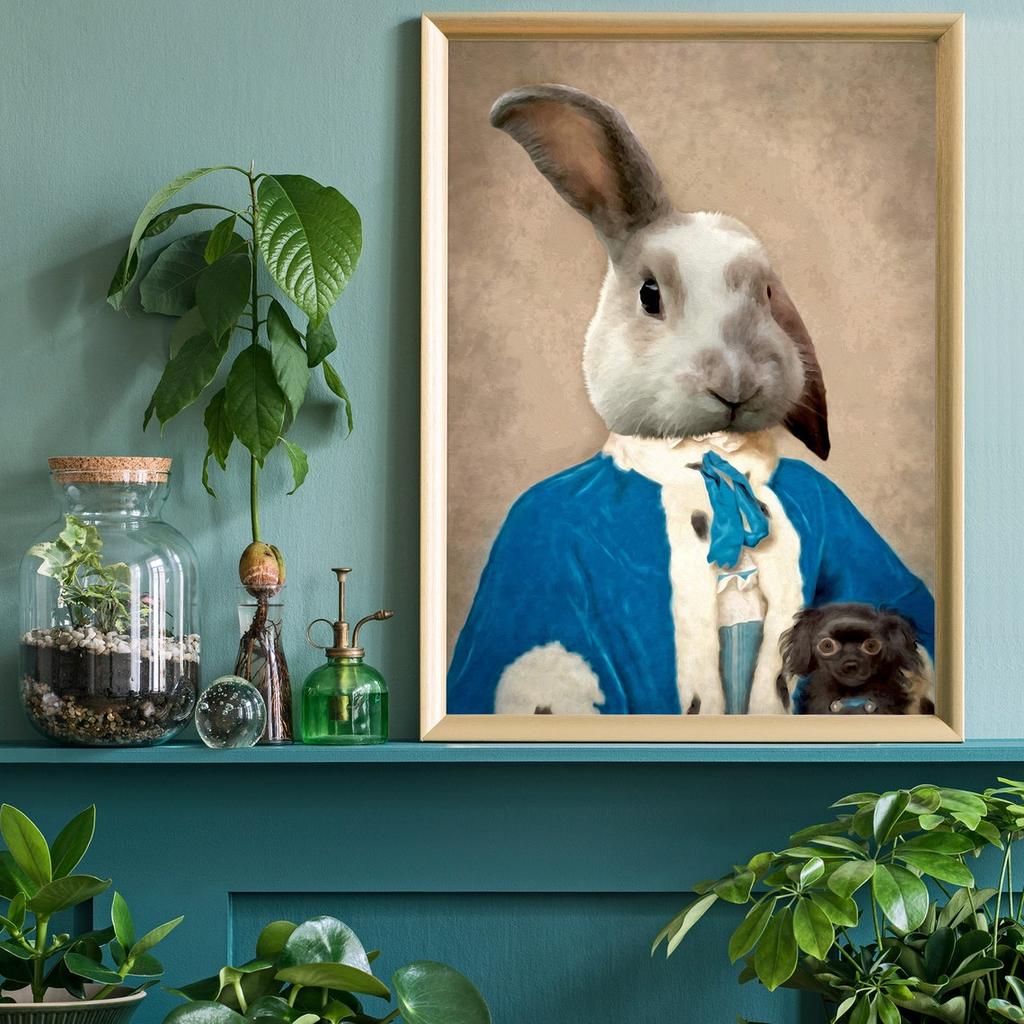 Renaissance Animal Painting Lion Flamingo Tiger Rabbit Victorian Animal Portrait Wall Art Funny Picture Canvas Poster Home Decor