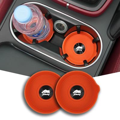 Sous-verres en silicone avec poignées pour 70 mm compatibles avec JB64 et faciles à accessoires d'intérieur de voiture Métal noir antidérapant Jimny, rond, diamètre, série,