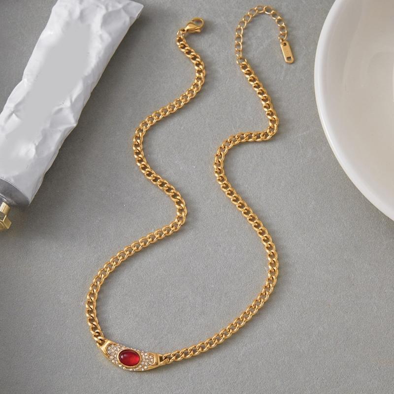 Minimalistický Elegantní Přívěsek se Zirkonovým Akcentem Řetízek z Nerezové Oceli Šperk Pro Ženy Denní Nošení Dárek