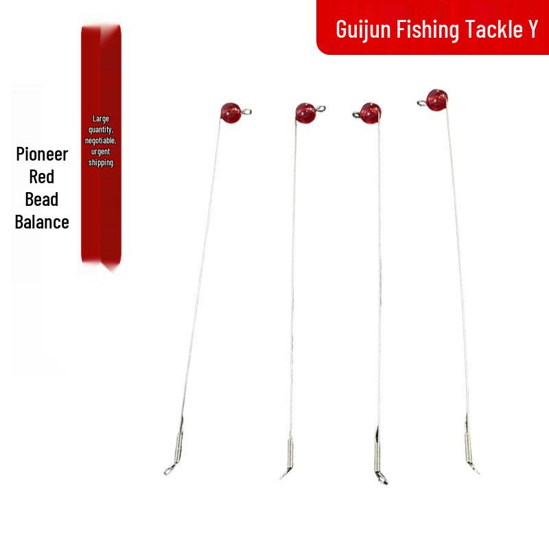 Vanguard Red Bead Ice Fishing Line with Steel Wire and Spring, Outdoor Fishing Gear