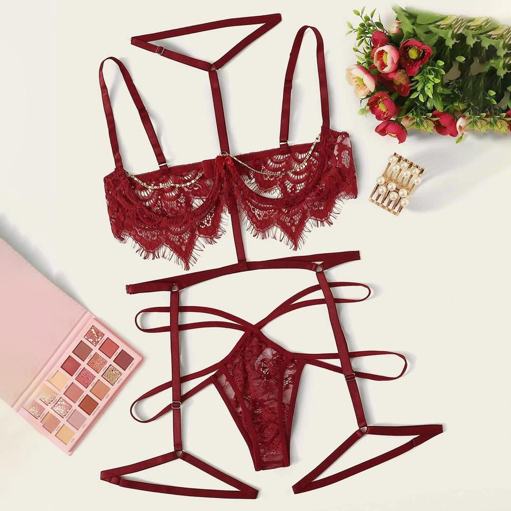 

(SU)3PC Сексуальное белье Кружева Вышивка G-string Стринг Нижнее белье Пижама
