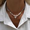 Tassels Choker New Irregular Vintage Zircon Heart Pendant Necklace For Women Female Geometric Baroque Transparent Crystal Chain