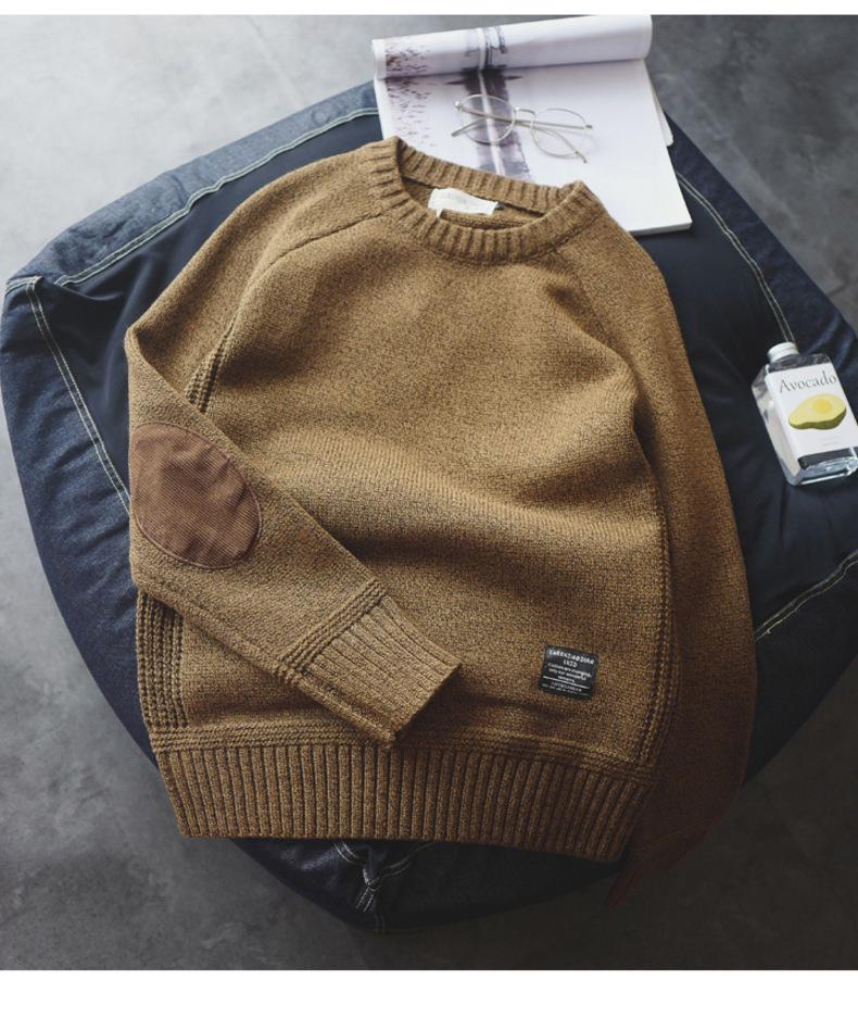 2023 Men's Trendy Thickened Korean-Style Sweater: Handsome, Versatile Knit Patch Design