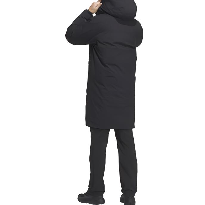 Adidas 800 Fill Solid Color Hooded Zipper Waterproof Breathable Mid-Length Fitted Jacket Men Jacket Black IL8997