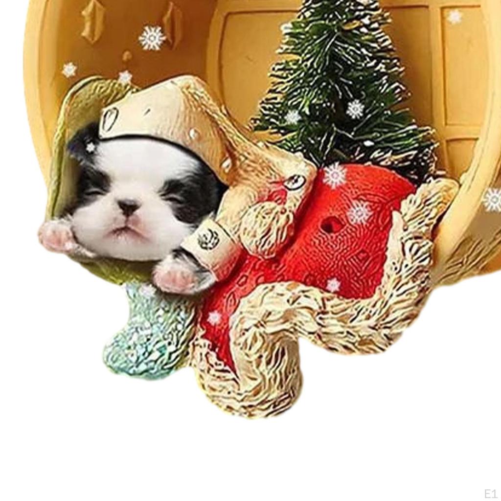 Christmas Dog Hanging Ornament, Statues with Hats, Car Interior Ornament