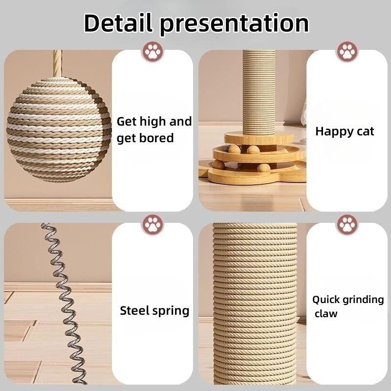 40/46cm Pet Cat Toy Solid Wood Cat Turntable Funny Cat Stick  Balls Durable Sisal Scratching Board Cat Supplies Cat Grab Column