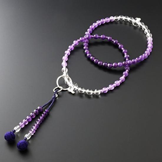 Kyoto Buddhist Altar Hayashi Prayer Beads Jodo Sect Amethyst Gradient Official Ceremony Bag Kyoto Prayer Beads (For Women) [Bead Set] SW-019