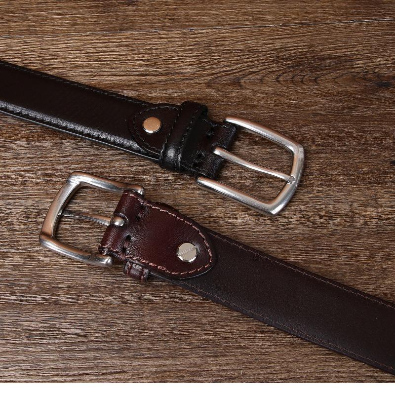 Vegetable Tanned First Layer Cowhide Men's Genuine Leather Belt Men's Casual Retro Pin Buckle Belt