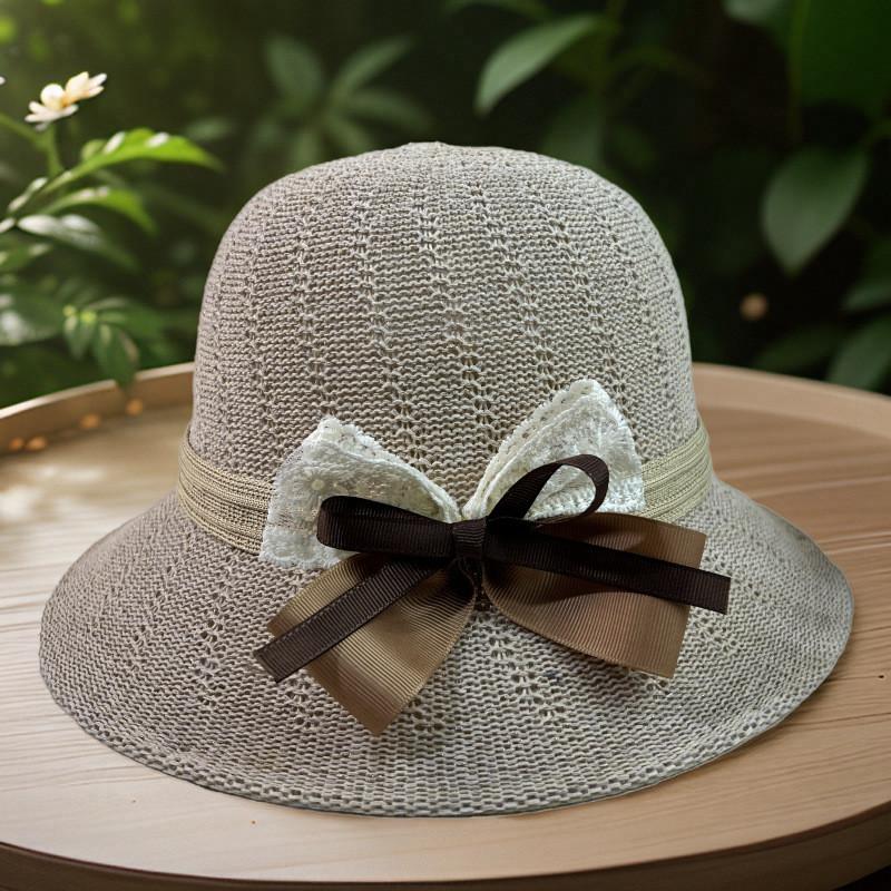 Classic Straw Sun Hat With Wide Brim And Butterfly Bow For Summer Beach Vacation