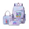 Kids Cartoon Print School Backpack Set Grades 3-4 Waterproof Oxford Fabric Ergonomic Shoulder Straps 3-Piece Travel Lunch