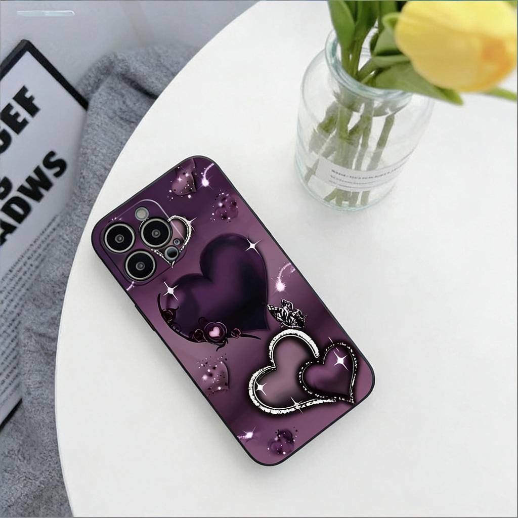 Valentines Purple Heart-Shaped Phone Case For IPhone 17 Air 16 15 14 13 12 11 Pro Max XR XS MAX 7 8 PLUS SE TPU Soft Cover