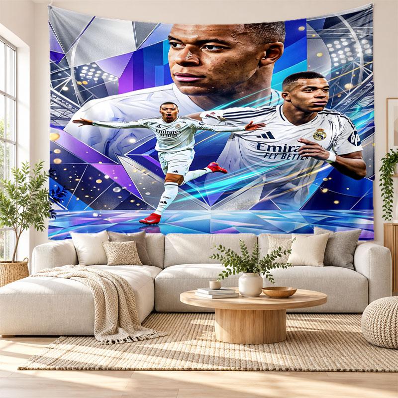 Kylian Mbappe Wall Tapestry, Soft Fabric Wall Hanging, Decorative Backdrop For Bedroom Home Wall Art
