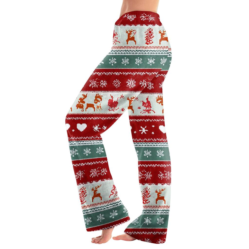 Women  Winter Plaid Pants Full Length Long Trousers Sports Pants