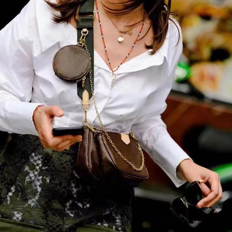 2024 Classic Monogram Leather Mahjong Crossbody Bag with Chain for Women