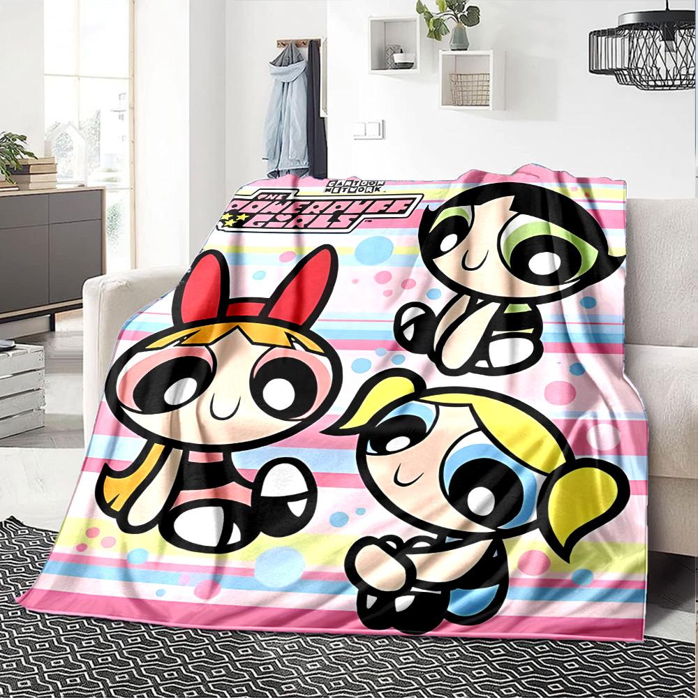 1pc Powerpuff2 Blanket, Gift, for Men and Women, Soft Blanket, Good for Sofa Bed Couch Travel, Lightweight Flannel Blanket