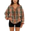 Women's V-Neck Sweatshirt Plush Solid Color Casual Fashion Long Sleeve With Pocketed Pullover Top