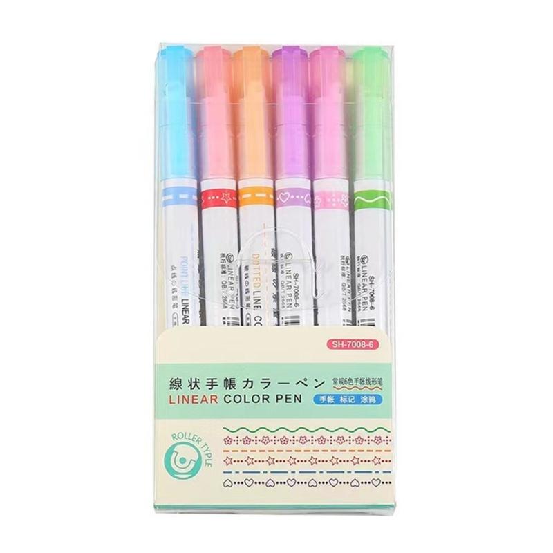 

Colored Curved Pens with 6 Different Curved Shapes & 6 Color Fine Tips for Journaling Note Taking Scrapbooking Art Craft 1