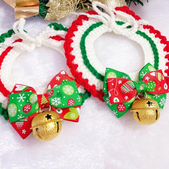 Christmas Pet Collar Friendly To Skin Exquisite Pattern Elastic Adjustable Non-Irritating Dress Up