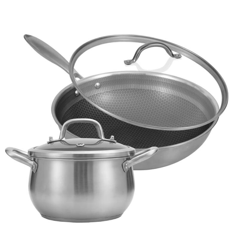 KBH Platinum Series Stainless Steel Wok & Soup Pot 2-Piece Set