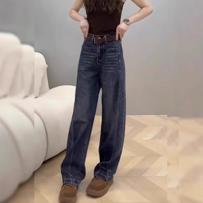 Plus Size Women's Autumn Wide & Narrow Leg Jeans - Loose Fit for Pear-Shaped Bodies