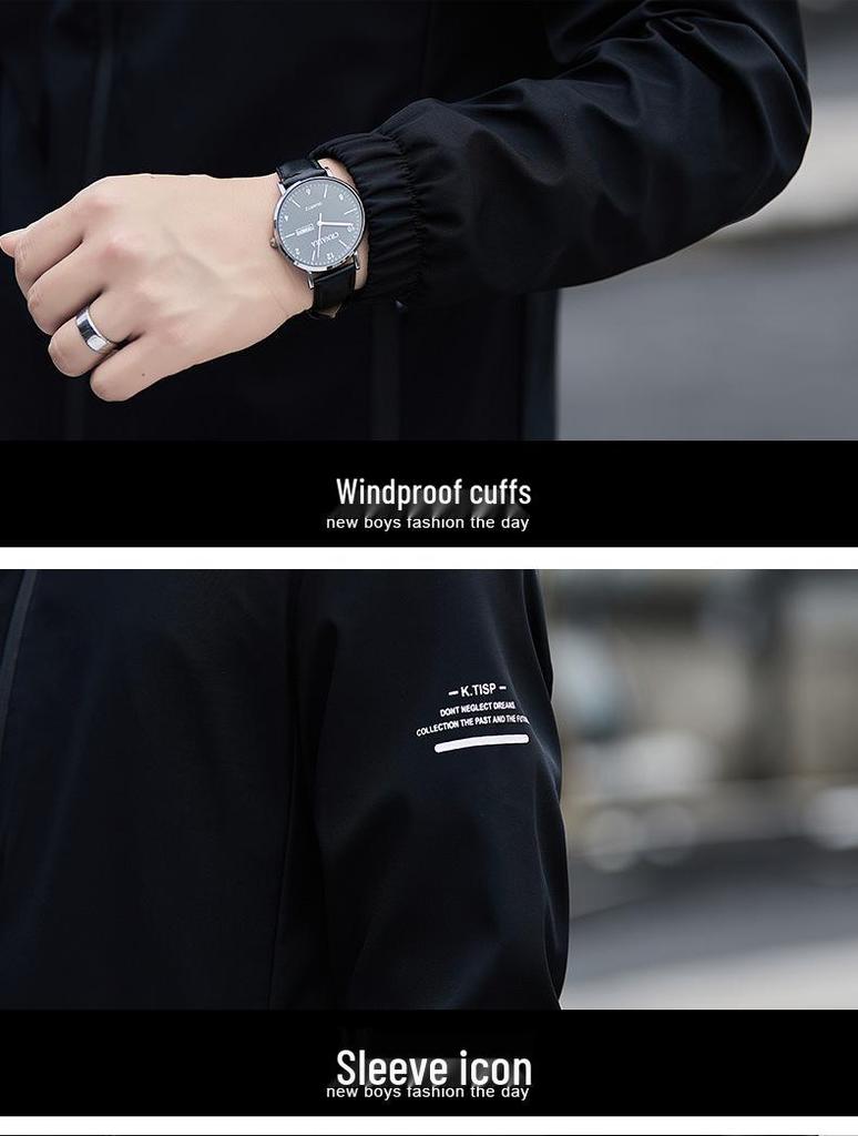 Men's 2025 Spring/Autumn Hooded Jacket: Printed Casual Sport Windbreaker