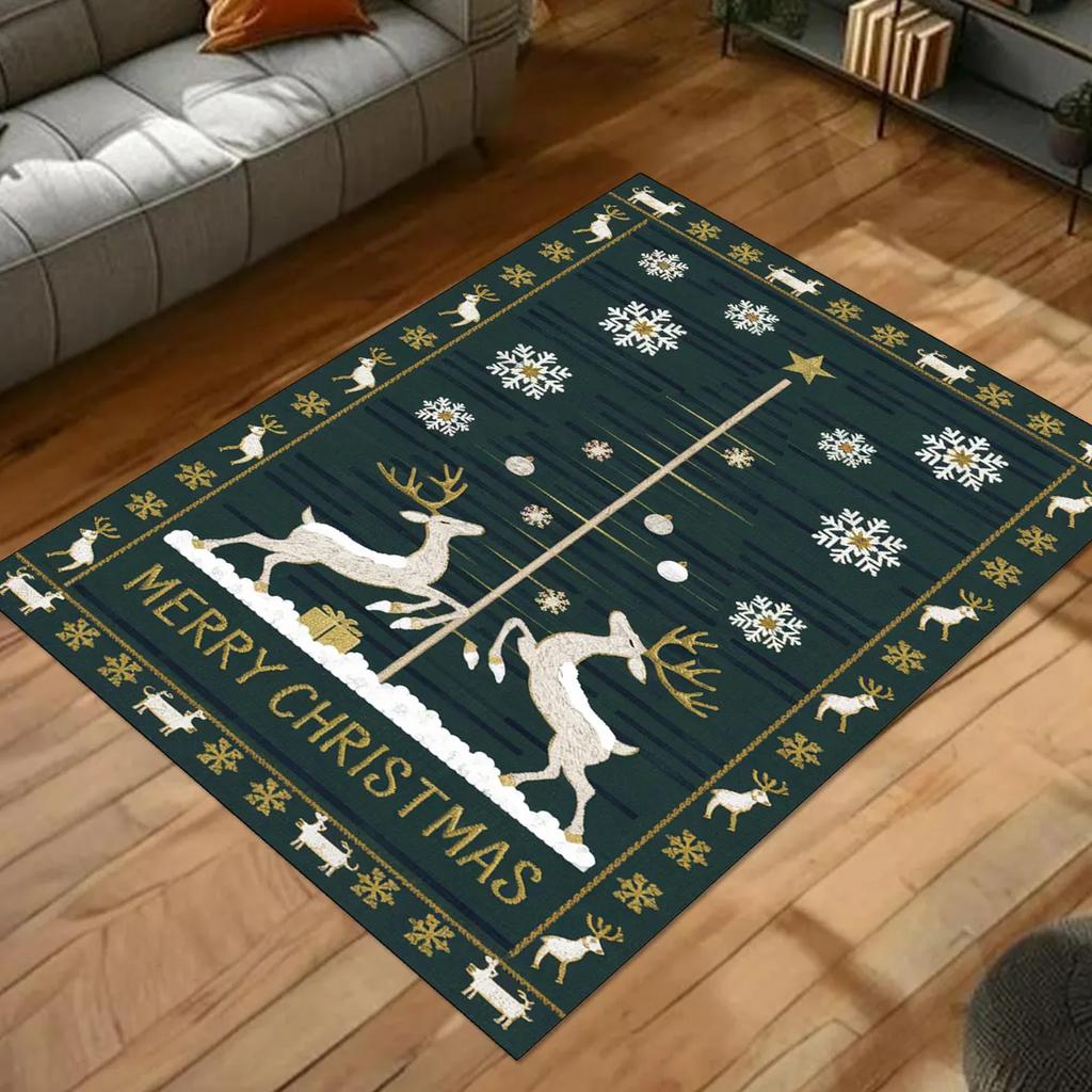 Christmas Deer Carpet for Living Room Decor Sofa Table Large Area Rugs Bedroom Anti-slip Floor Mat Bathroom Entrance Doormat