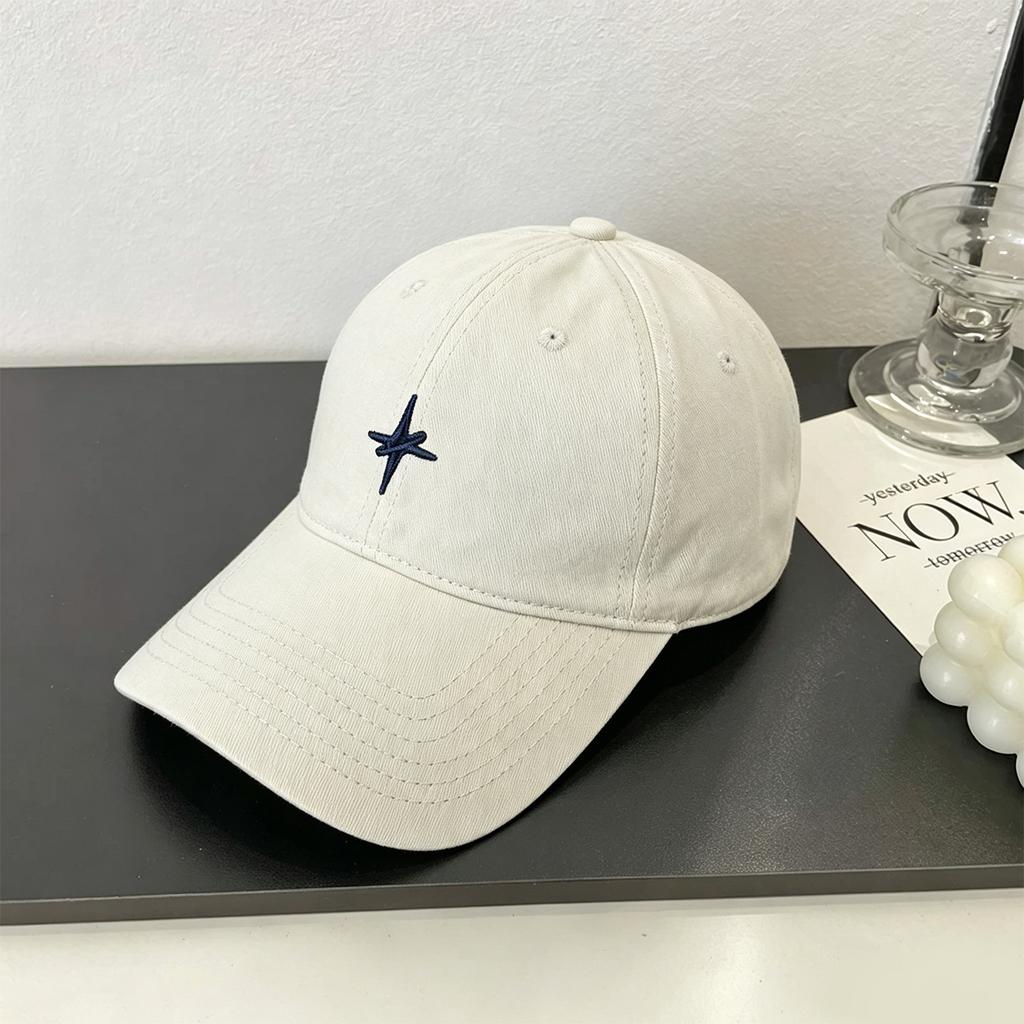 Simple pattern embroidery versatile soft top baseball cap Japanese and Korean style fashion embroidery cap men and women