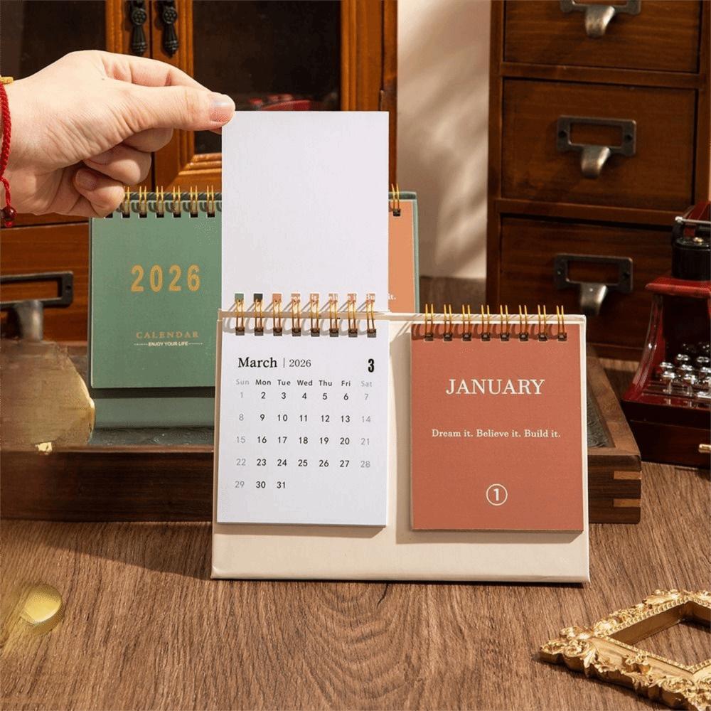 Minimalist Design 2026 Desktop Calendar Spiral Binding Memo Calendar  Desktop Decoration