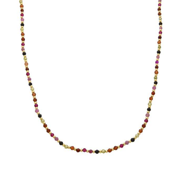 Luxenter Collier en cristal multicolore fini en or jaune 18K - Irfoa