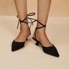 Pointed Cross Anklet Strap Sole Heels Women's European and American Outer Wear Bow Banquet Nightclub Sexy Stiletto Women's Single Shoes