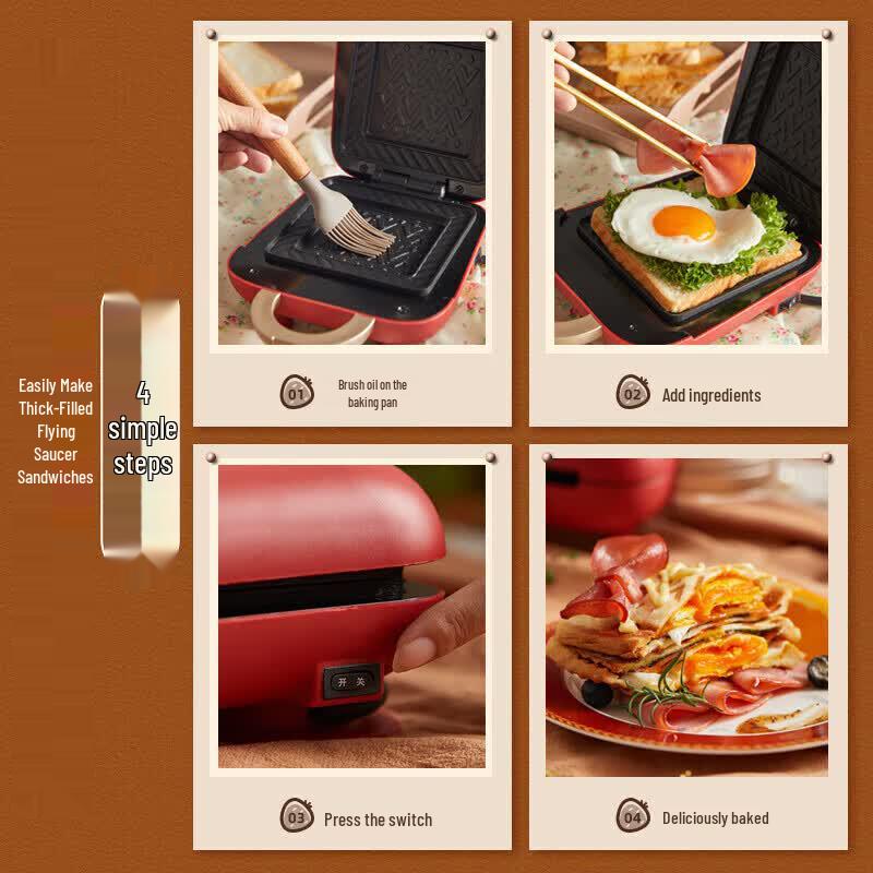 BEAR Multifunktions-Sandwich- und Waffelmaker CN-Stecker (Adapter enthalten)