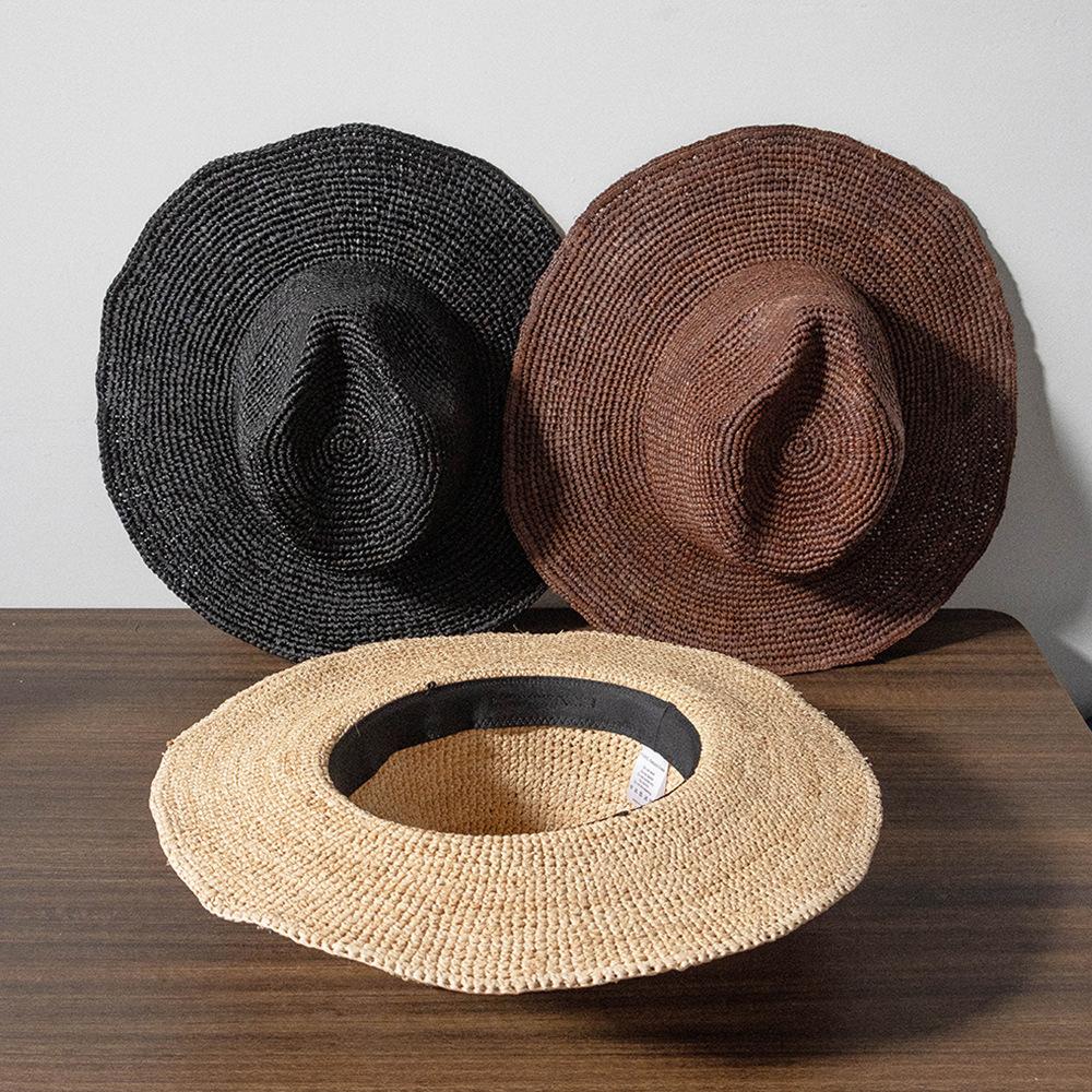 202507-hh5004A INS CHIC summer raffia grass soft brim shade panama holiday fedoras cap men women leisure JAZZ hat