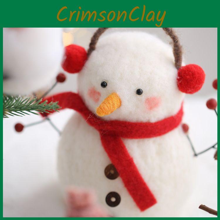 Festive Snowman Christmas Scene Plush Decoration Mini Ornament Holiday Supplies