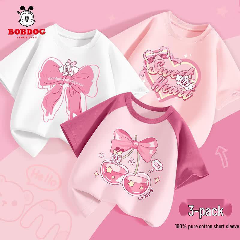 BOBDOG Girls' Cotton Summer Short-Sleeve T-Shirt